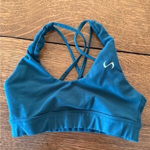 Stylish Teal Strappy Sports Bra